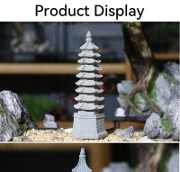 Torre de Piedra de Arena en miniatura, adornos de pabellón, figuritas de linterna, jardín de hadas, bonsái, Rocalla, decoración de habitación de terrario - details 3