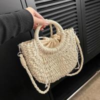 Bolso de playa de media luna de vid de hierba tejido a mano, bolso de hombro hueco de verano para mujer de gran capacidad - details 17