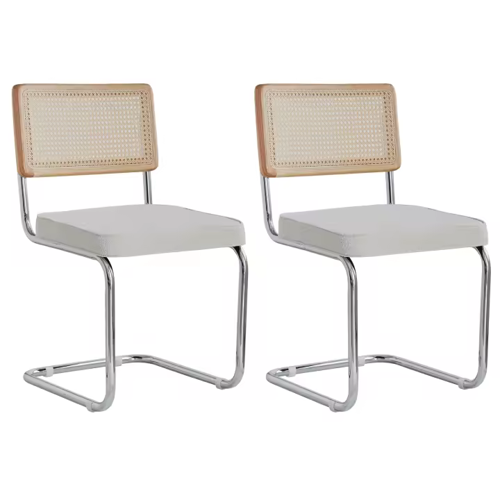 Juego de sillas de comedor Retro Para el hogar, taburete tapizado de plástico de ratán, escritorio de dormitorio, respaldo, arco, ordenador y oficina, 2 unidades - 1