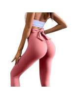 Pantalones de yoga nude sin costuras para mujer, ropa de fitness y deportes, lifting de cadera, melocotón, pajarita, sólido - details 6