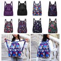 Bolsa de poliéster con cordón para niñas adolescentes, bolso de compras portátil, impermeable, con estampado Floral, plegable, para deportes y escuela - details 1