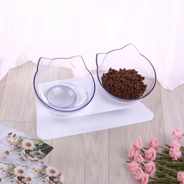 Tazón Doble Para Perros Y Gatos Diseño Sencillo Duradero Suministros Para Mascotas Tazón De Agua Y Comida Para Gatos - 1