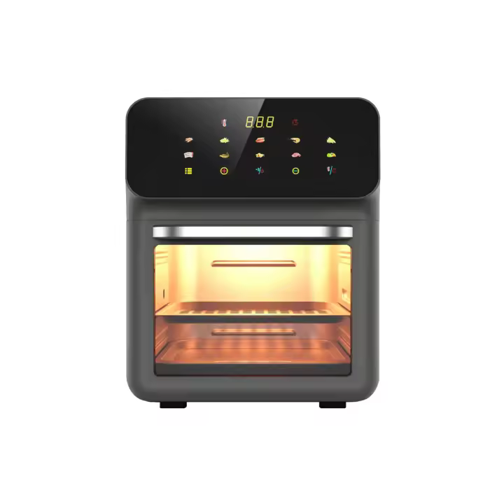 Freidora de aire 3 en 1 de 12 L, sin aceite, 1350 W, deshidratador de aire, múltiples programas, iluminación, pantalla digital, ventana visible, color negro 360 °   para hornear. - 1