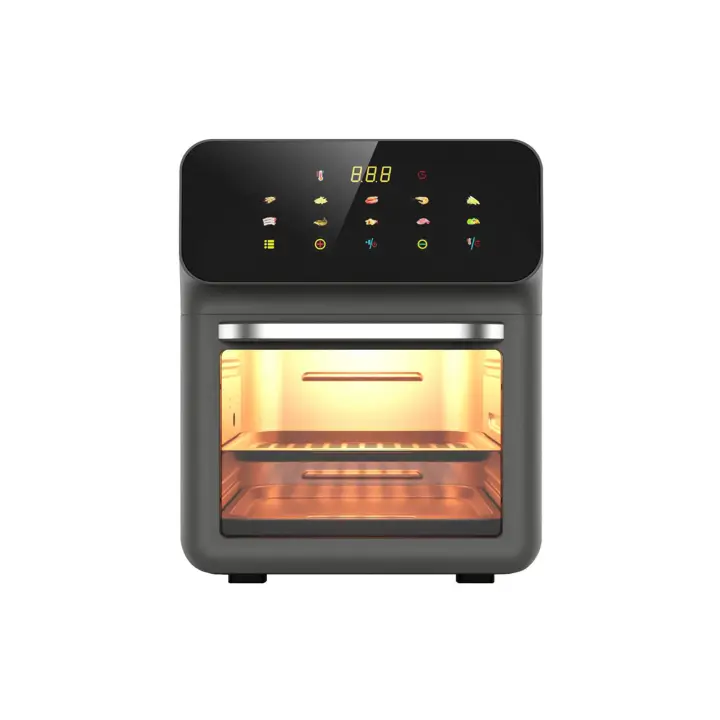 Freidora de aire 3 en 1 de 12 L, sin aceite, 1350 W, deshidratador de aire, múltiples programas, iluminación, pantalla digital, ventana visible, color negro 360 °   para hornear. - 1