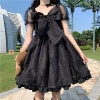 Vestido de princesa blanco japonés Lolita 2025 con mangas abullonadas y lazo - details 4