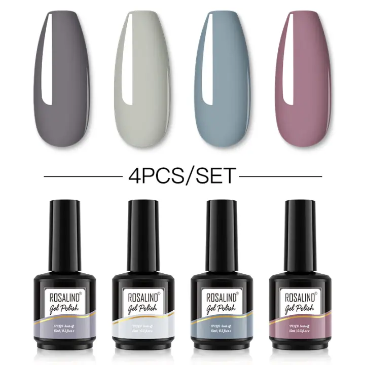 ROSALIND-Juego de esmaltes en Gel para uñas, barniz de colores UV para manicura profesional, Base y capa superior, 4/5/6 piezas - 1