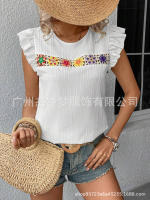 Blusa de manga corta de ganchillo para mujer 2025 Ence Bohemia Transparente Moda Primavera-Verano - details 8