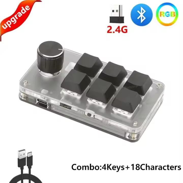 Programación Ro personalizado 2,4G/Bluetooth/Usb 3 modos RGB teclado Nical Gaming DIY teclado de intercambio en caliente para PS Lr An Xd - 1