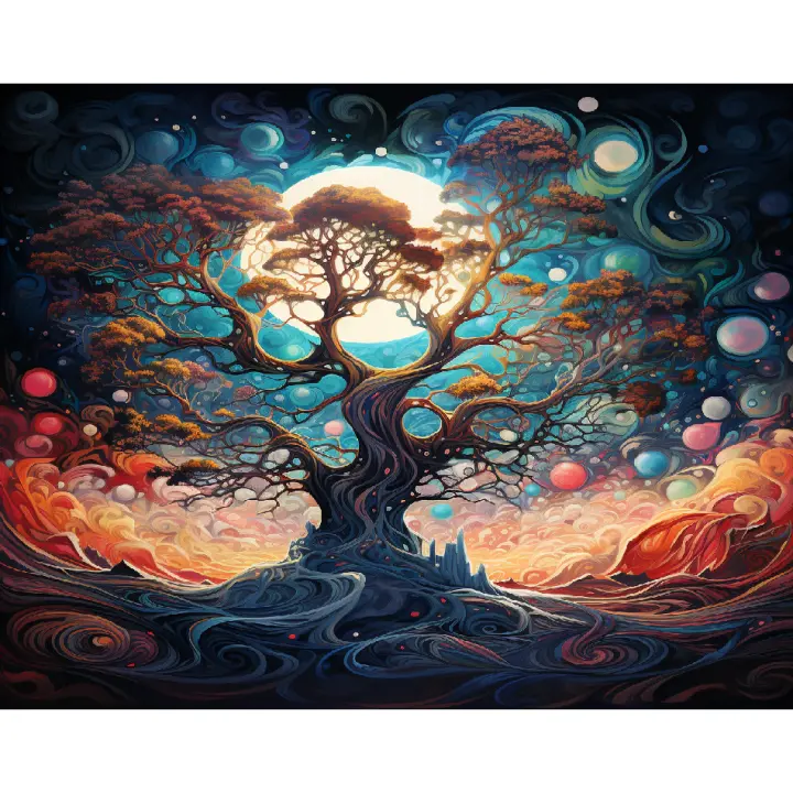 Ruopoty-pintura moderna por números, imagen hecha a mano, dibujo de Luna, árbol de noche, manualidades Diy, decoración del hogar, regalo para adultos - 1