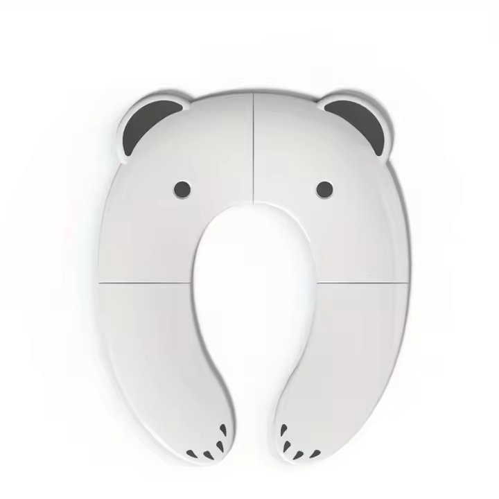 Asiento de inodoro plegable para viajes con diseño de oso para niños, asiento de entrenamiento con almohadilla antideslizante y material PP - 1