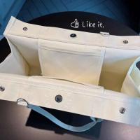 Bolso grande de momia multifuncional de lona portátil con oso bordado, adecuado para ir de compras y viajes - details 3