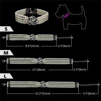 Collar de perlas con diamantes de imitación para perro, joyería de moda para cachorro y gato, Rosa Artificial, accesorios para mascotas - details 0