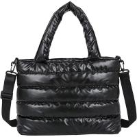 Bolso de mano acolchado para mujer, bolsa de hombro acolchada, de algodón, ligera, para invierno - details 0