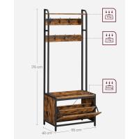 Perchero Zapatero Industrial Estante Superior con 9 Ganchos Estilo Rústico Marrón y Negro - details 10