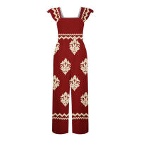 Mono bohemio para mujer, mangas estampadas, cintura alta, mono de pierna ancha, con bolsillos, 2025 - details 10