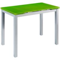Mesa de Cocina o salón Extensible Moderna, CALCUTA, Color Blanco/Plata - Material Cristal Templado/Metal 100/140 x 60 x 76 cm - details 5