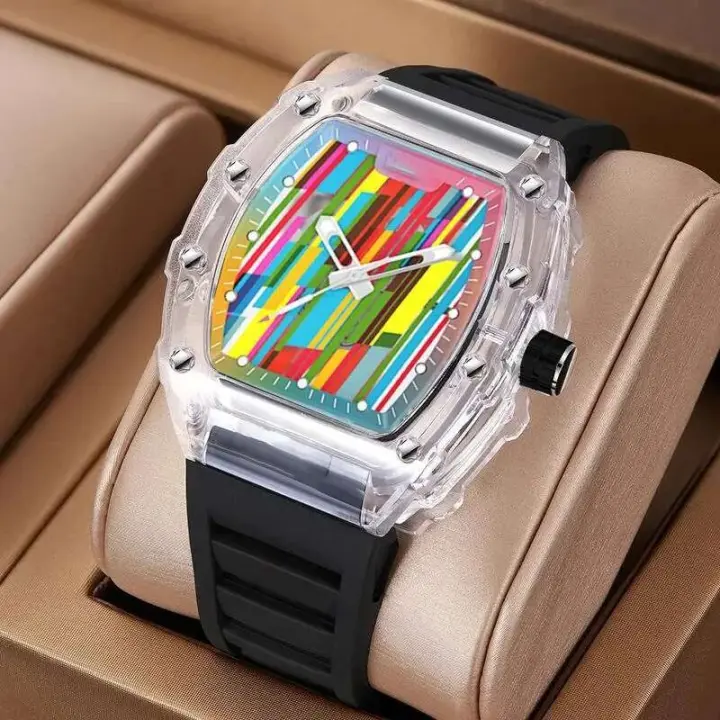 Reloj de Pulsera de Cuarzo de Lujo Automático Estilo Hueco Impermeable Deportivo Correa de Cuero - 1