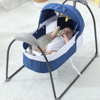 Cuna mecedora portátil para recién nacido, cuna automática, color rosa, azul y gris - details 7