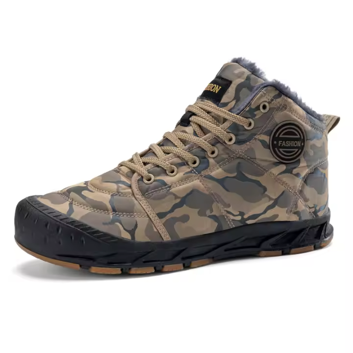 Botines impermeables para hombre, botas de nieve cálidas de felpa, zapatillas de trabajo para exteriores, zapatos descalzos de invierno - 1