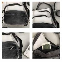 Bolso de lona vaquero Y2K portátil, bolso Vintage de gran capacidad estilo callejero, bolso de compras, bolso cruzado sólido de Color sólido para estudiantes - details 11