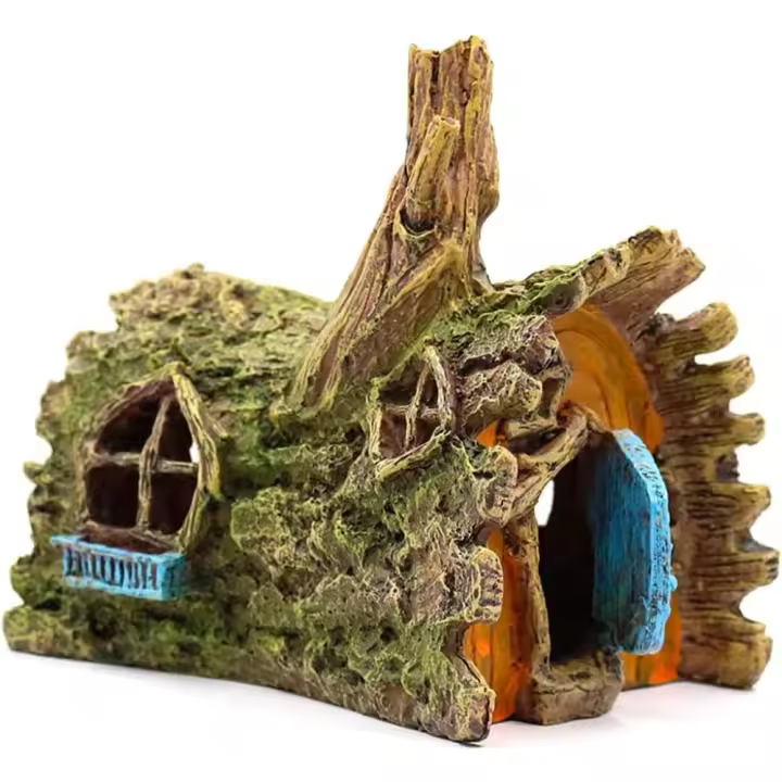 Decoración de Acuario de Madera Casa de Betta, Cueva de Escondite y Adorno de Resina para Peces Pequeños y Medianos Accesorios de Acuario - 1