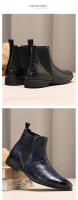 Patrón de cocodrilo británico las botas de los hombres cubren los pies retro cabeza puntiaguda - details 6
