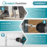 Taladro eléctrico sin escobillas YOFIDRA 650N.M de 13MM, destornillador inalámbrico Ice Powel Tools con función de impacto para batería Makita de 18V, juego de pines. - details 7