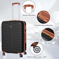 Set de 3 Maletas de Viaje - Ruedas Dobles giratorias - Neceser - Maleta de Cabina - Cerradura TSA - Ligeras - ABS - Ryanair - Resistentes - Asa telescópica - details 2