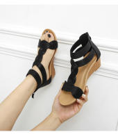 Sandalias de tacón de cuña de verano de talla grande, zapatos de mujer ajustados con cremallera trasera, zapatos romanos - details 8