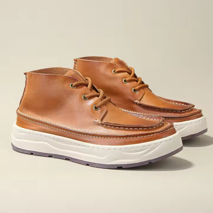 Cuero genuino de alta gama, capa pura de cabeza de res, estilo de herramientas de cuero de vaca, zapatos de caña alta. - 1