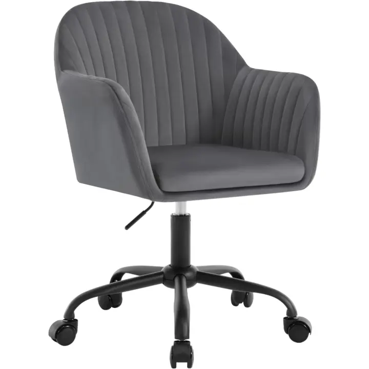 Silla Ergonómica de Escritorio Silla de Oficina Giratoria con Ruedas Silla Ejecutiva con Resalón y Asiento Amplio Altura Ajustable Silla de Ordenador Terciopelo - 1