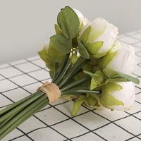 Ramo de rosas artificiales elegante y creativo, flores de rosas de seda hechas a mano de tacto Real, plantas falsas de plástico, decoración para el hogar y la Oficina - details 1