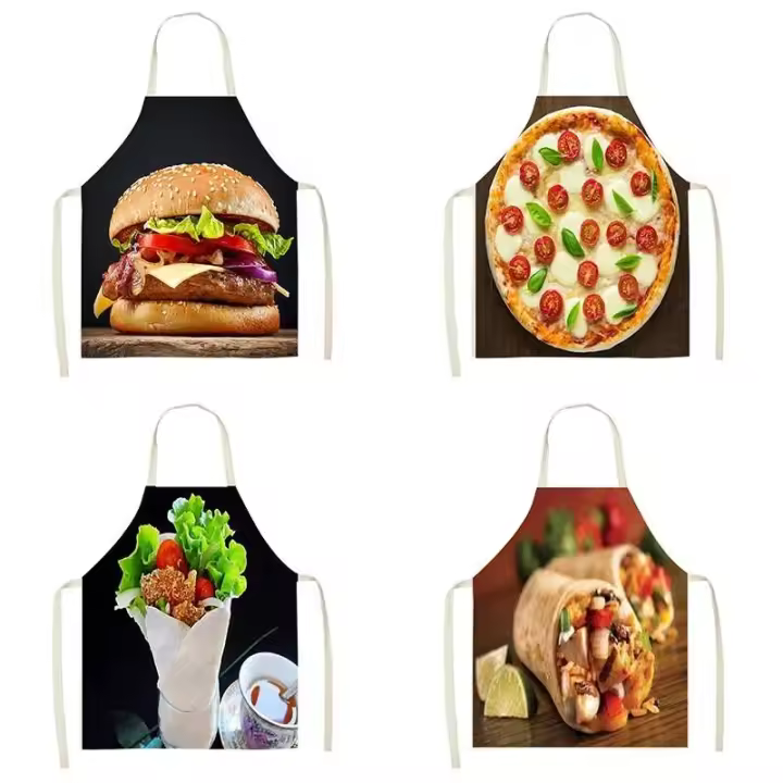 Cocinar hornear Chepron seductor pizza hamburguesa patrón Gourmet cocina delantal sin mangas y herramientas de limpieza del hogar - 1