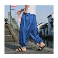 pantalones de marca al aire libre para hombres Lce seda dragón flor oscura bombachos sueltos pantalones casuales de pierna ancha de alta calidad para hombre - details 2