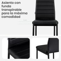 Juegos de 4 Sillas de Comedor con Respaldo Alto y Asiento Ergonómico con Costuras Decorativas, Sillas Elegantes en Piel Sintética con Estructura en Acero, 40X48X96, Beige - details 24