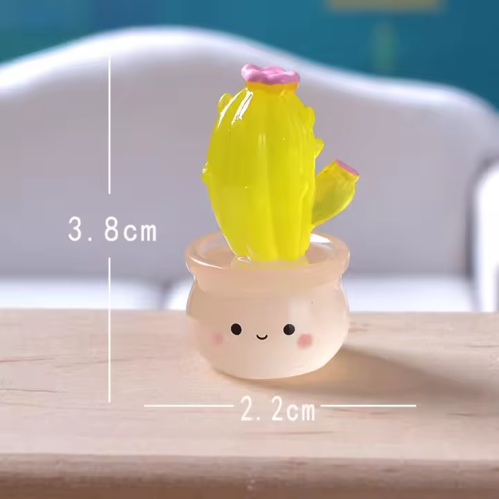 Miniaturas suculentas para decoración de coche, adornos de Cactus luminosos de resina que brillan por la noche, Mini adornos de resina para el hogar - 1