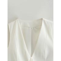 BUNO-Chaleco sin mangas para mujer, chalecos elegantes con cuello en V y una sola botonadura, Tops blancos elegantes - details 16