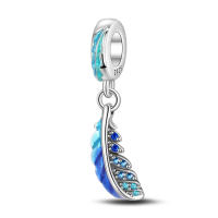 Encantos de Plumas de Plata Esterlina S925 para Mujeres Regalo de Joyería Fina para Cumpleaños Ajustables a Pulseras Originales de 3mm DIY con Zirconia - details 5
