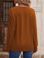 Camiseta holgada de manga larga con cuello en V para mujer, Tops blancos informales, jersey de oficina, otoño e invierno, nuevo - details 10