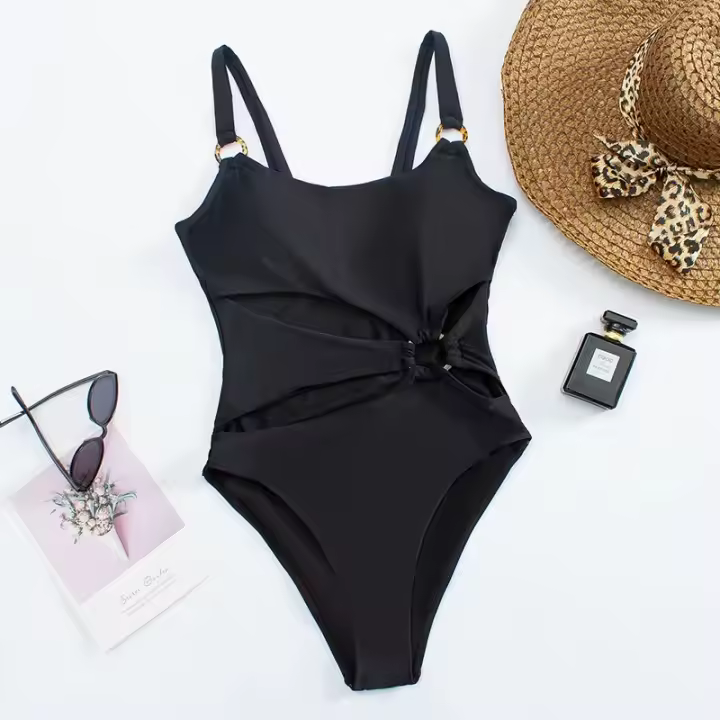 Conjunto de Bikini de Una Pieza para Mujer Traje de Baño Sexy con Espalda Descubierta, Bikini de Cintura Baja, Bañador con Tirantes Huecos - 1