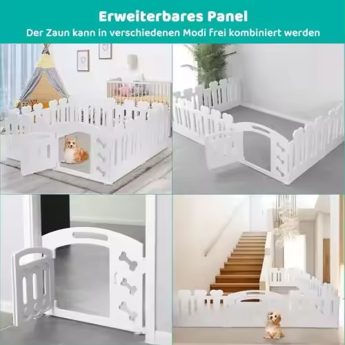 Corralito para cachorros, corralito para perros, puerta para perros, valla Gog, H60cm,3/5/7 + 1 paneles, con puerta Bloqueable, recinto para cachorros, interiores y exteriores - 1