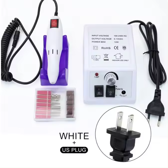 Taladro eléctrico para uñas, aparato de manicura, 6 piezas, juego de brocas, removedor de cutículas de Gel, máquina de pedicura, herramienta para uñas, 12W - 1