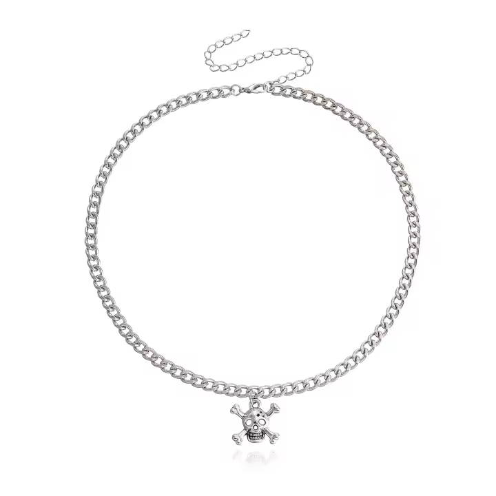 Joyería Collar con colgante de calavera de hip-hop simple y exagerado para mujer Cadena de clavícula metálica sin decoloración - 1