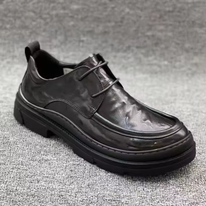 Zapatos casuales versátiles de plataforma con pedal perezoso de moda casual para hombre, transpirables y de cuero. - 1