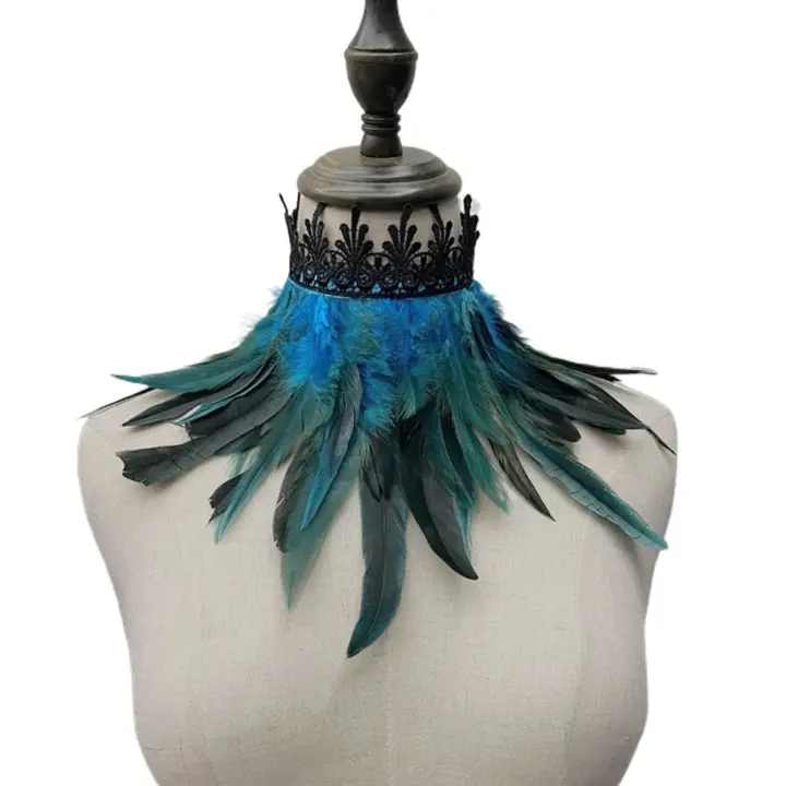 Accesorios de Cosplay victorianos de lujo, gargantilla de plumas, Collar de encaje, envoltura para el cuello, disfraz de fiesta Punk - 1
