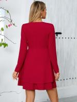 Vestido de Manga Larga para Mujer Primavera Otoño 2025 Color Sólido, Estilo Suelto Vintage XL - details 5