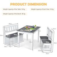 2 Sillas para Niños con Banco, Conjunto de Muebles con Banco de Almacenaje, Muebles Infantiles de 4 Piezas para Niños de 3 a 7 Años (Natural) - details 13