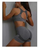 Conjunto de 2 uds de Yoga para mujer, sujetador con espalda hueca + pantalones cortos deportivos para levantamiento de cadera, conjunto de gimnasio sin costuras, ropa deportiva, chándal - details 28