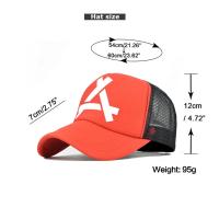 Gorras de béisbol de malla triangular en relieve para mujer, gorras Snapback de malla transpirable, gorras deportivas informales rojas y negras, gorra Unisex para hombre y pesca - details 0