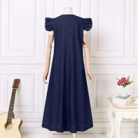 Vestido Casual de Denim a Rayas con Cuello en V Estilo Bohemio para Mujeres Vestidos de Vacaciones - details 5